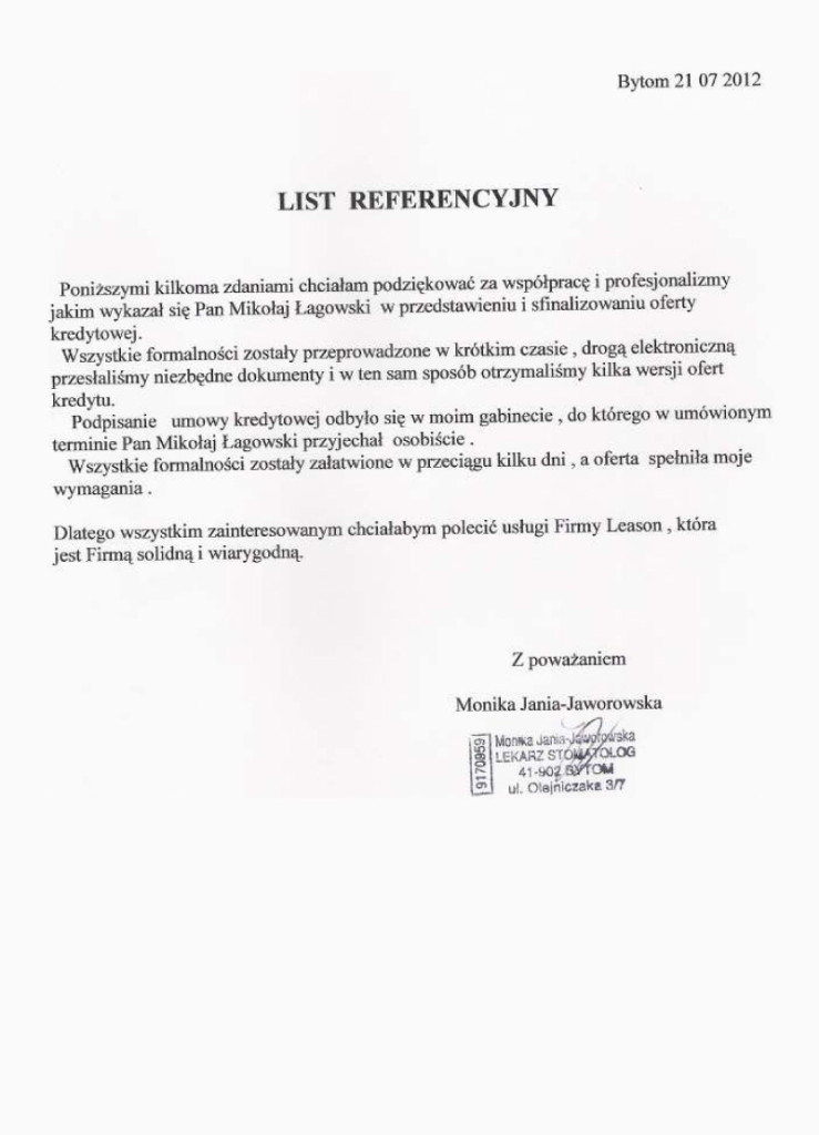 Referencje Monika Jania Jaworowska